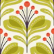 Leaf and Berry Motif in Green Red - S