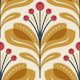 Leaf and Berry Motif in Brown Magenta - L