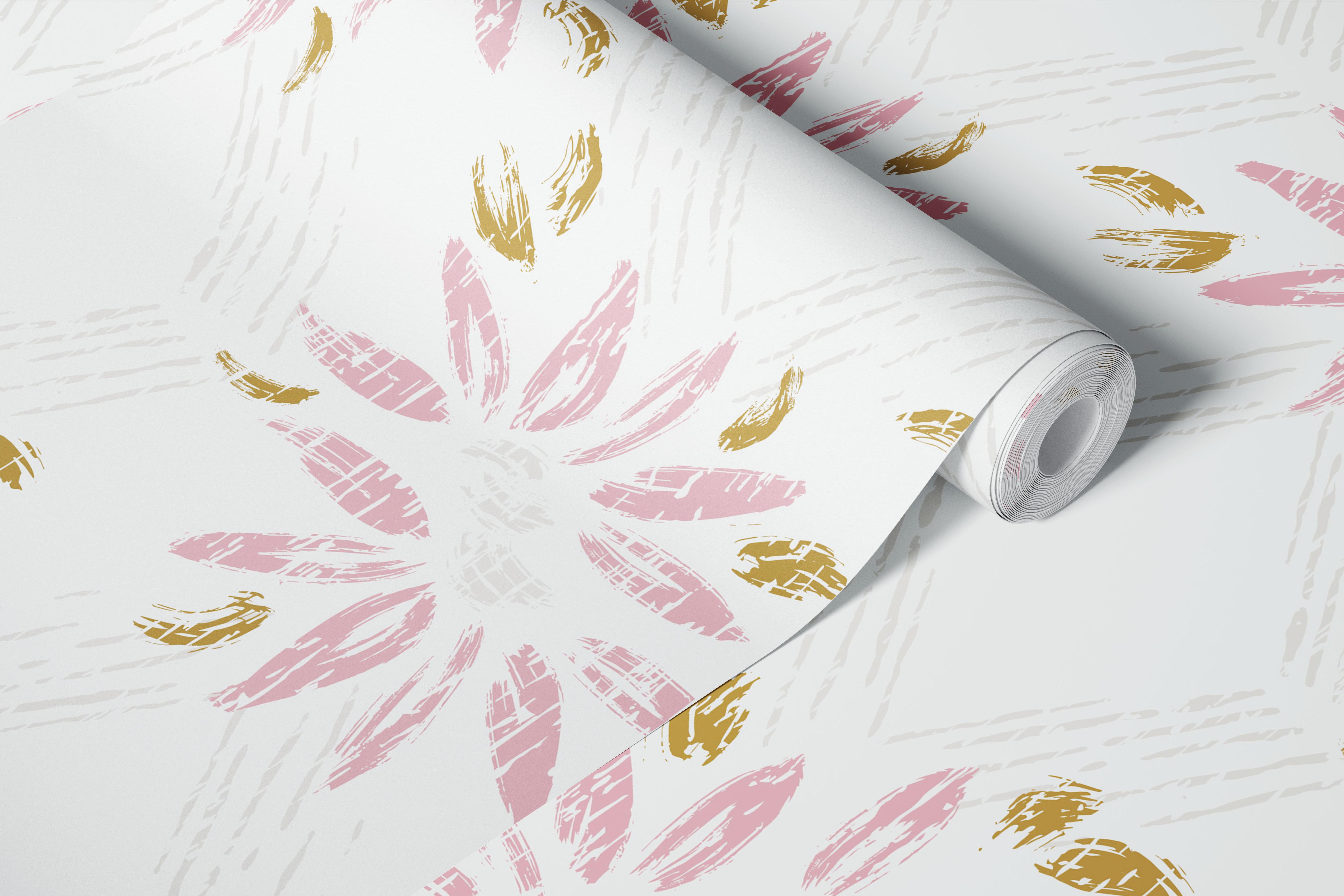 Modern Blush Boho Daisy wallpaper in a room