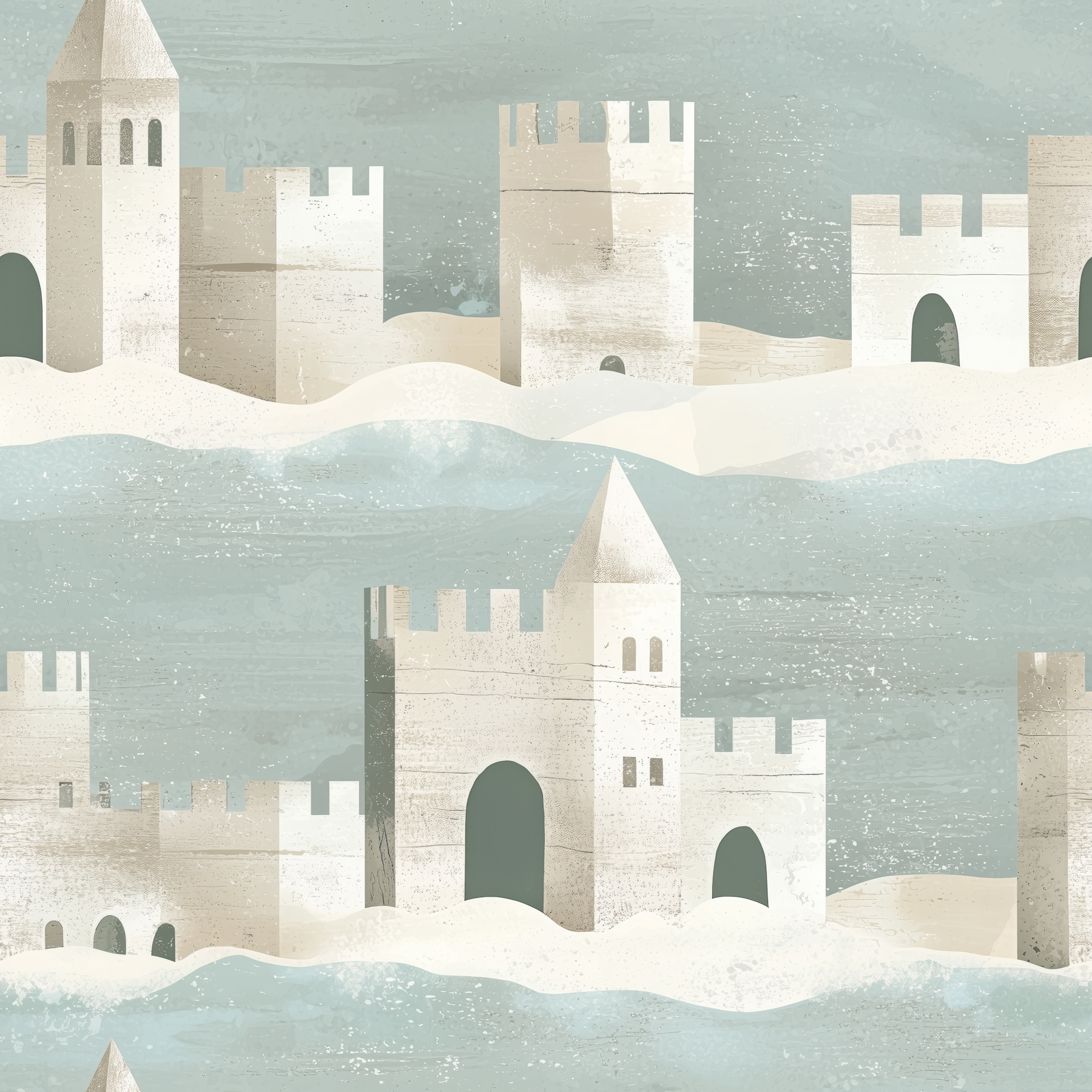 Sand Castle Wallpaper - Tower Pattern