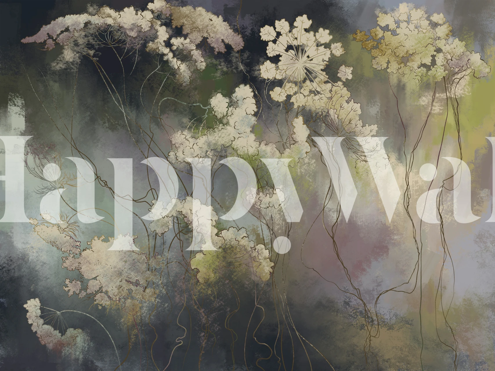 Floral wallpaper design in a room