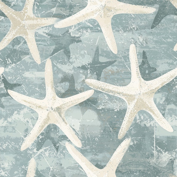 Soft Blue Starfish Beach House Pattern M