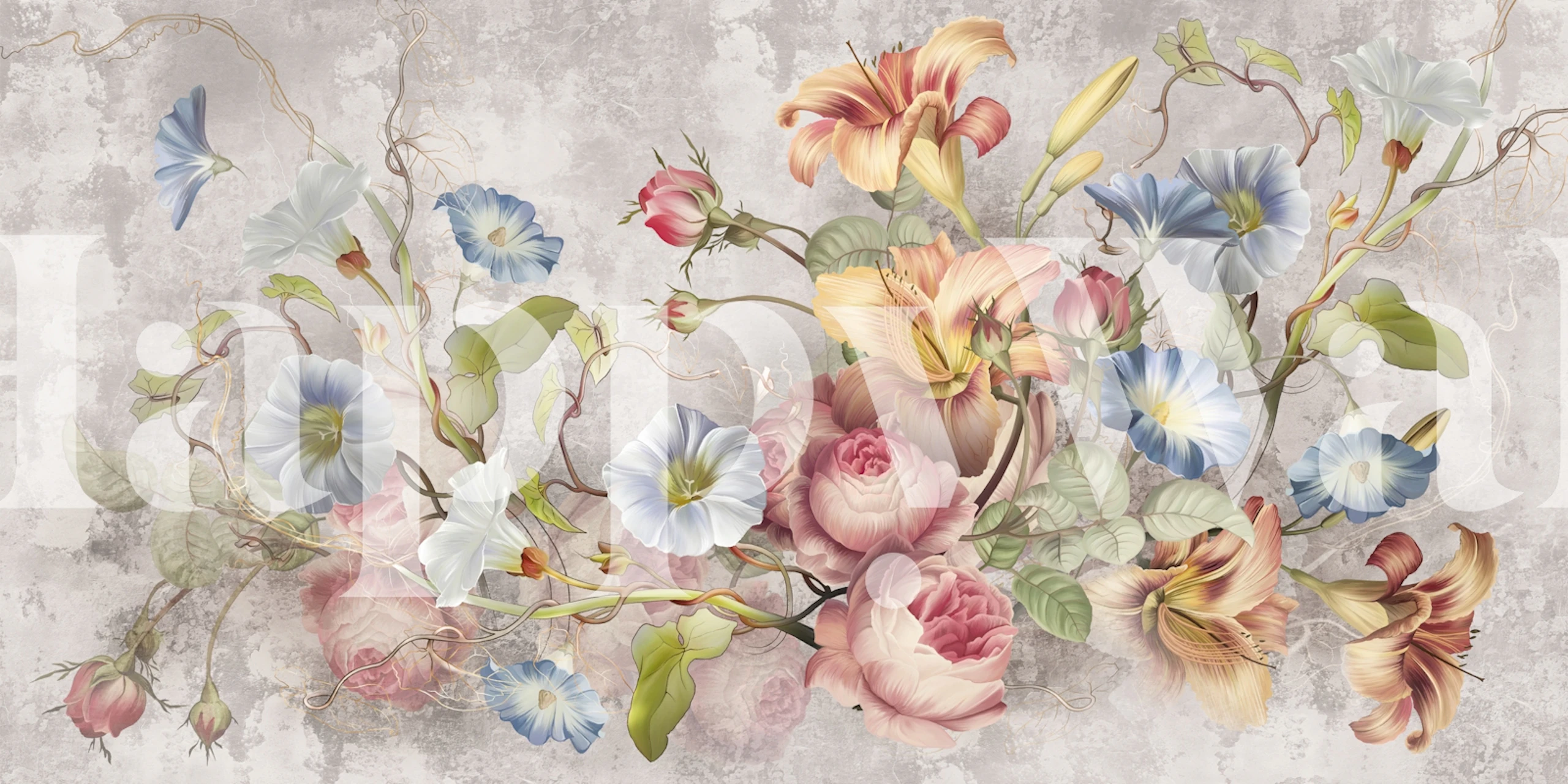 Flower mural design displaying vibrant blooms.