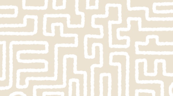 Abstract chalk squiggle -mural white on beige