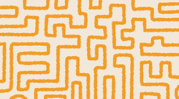 Abstract chalk squiggle - orange on cream