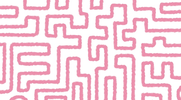 Abstract chalk squiggle - pink on white large