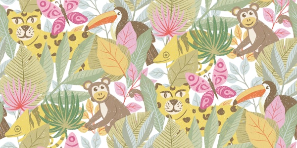 Large Whimsical Jungle Pastel Fun Animals