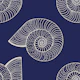monochrome seashell pattern navy blue