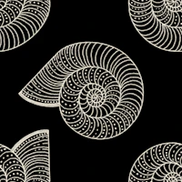 seashells pattern black and white tapeta