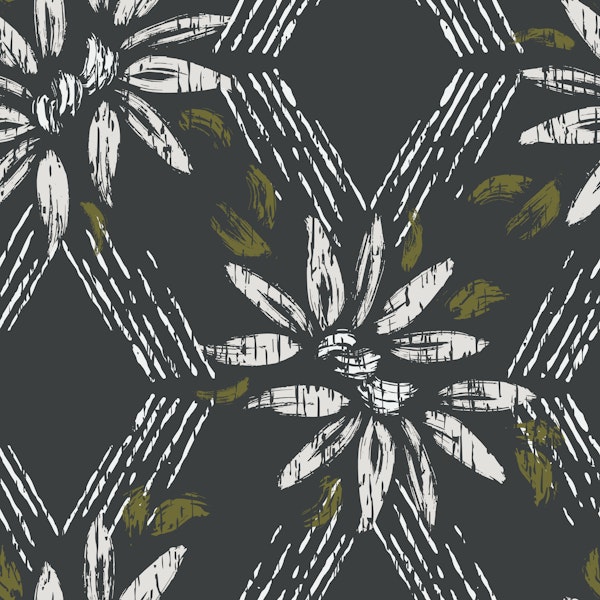Modern Charcoal Boho Daisy White Petals