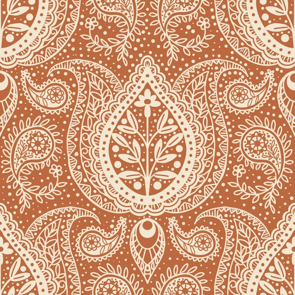 paisley damask terra cotta