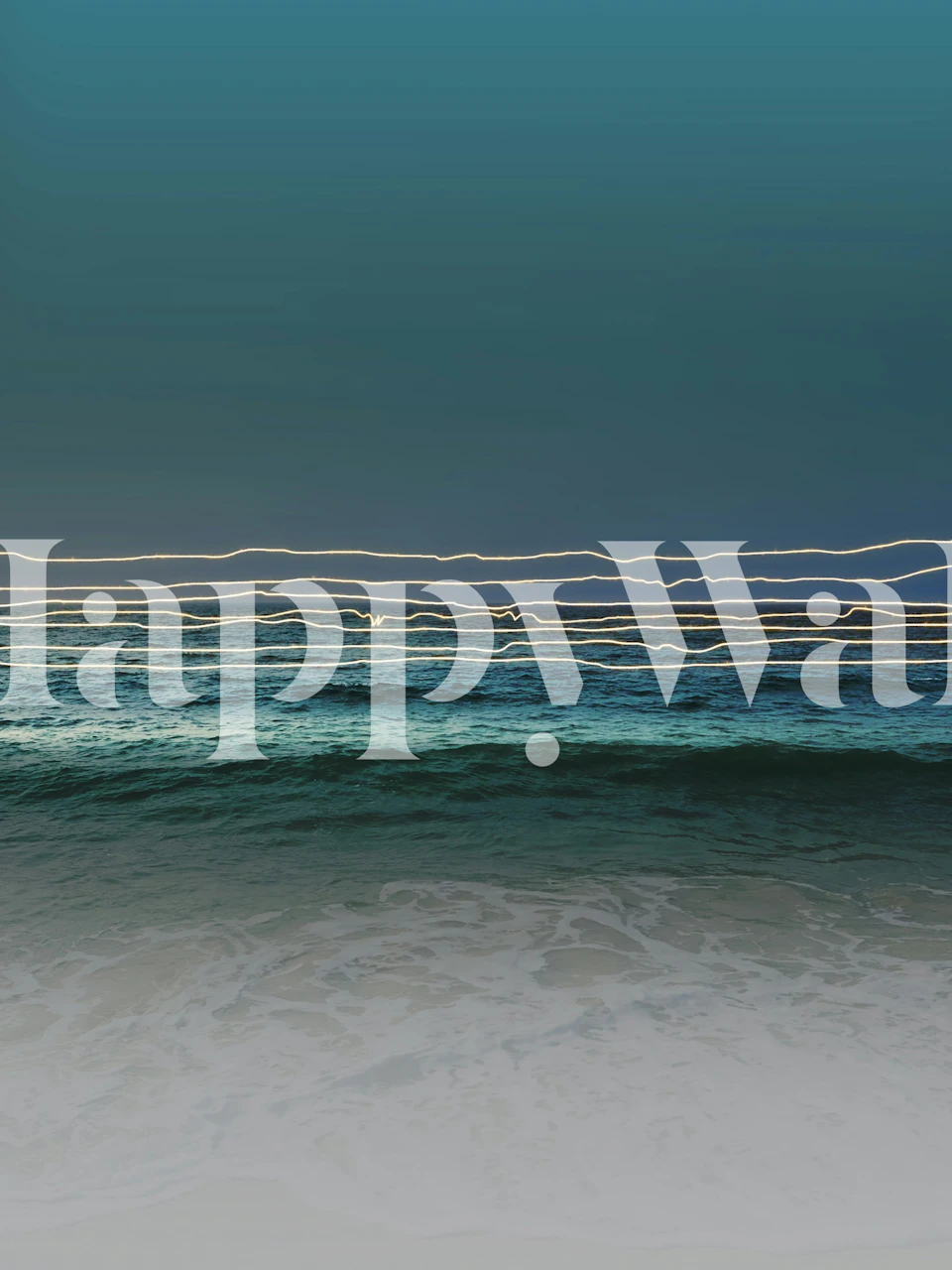 Neon Horizon Ocean Waves wallpaper in a room
