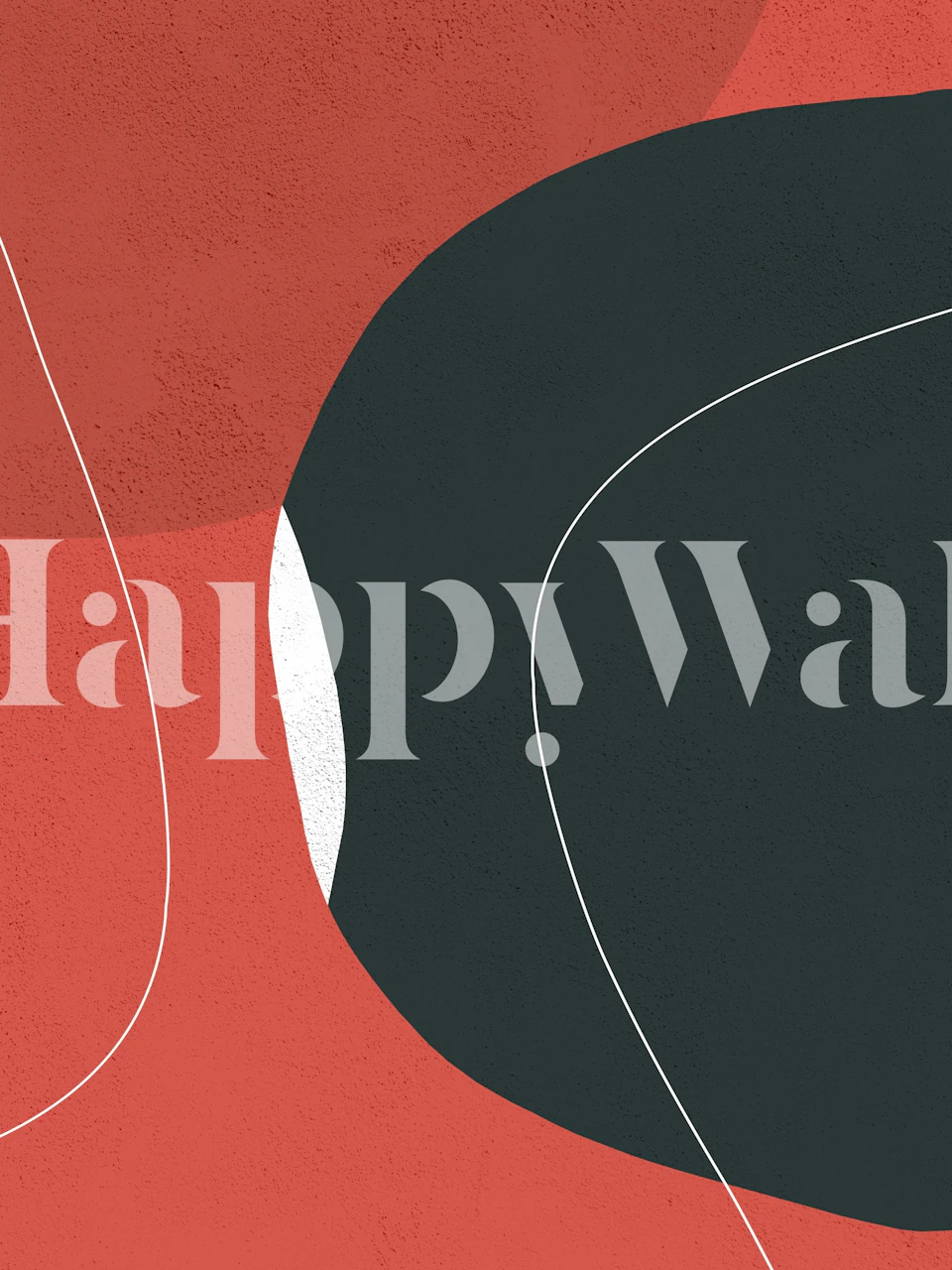 Mid Century Red Black Curves wallpaper in a room