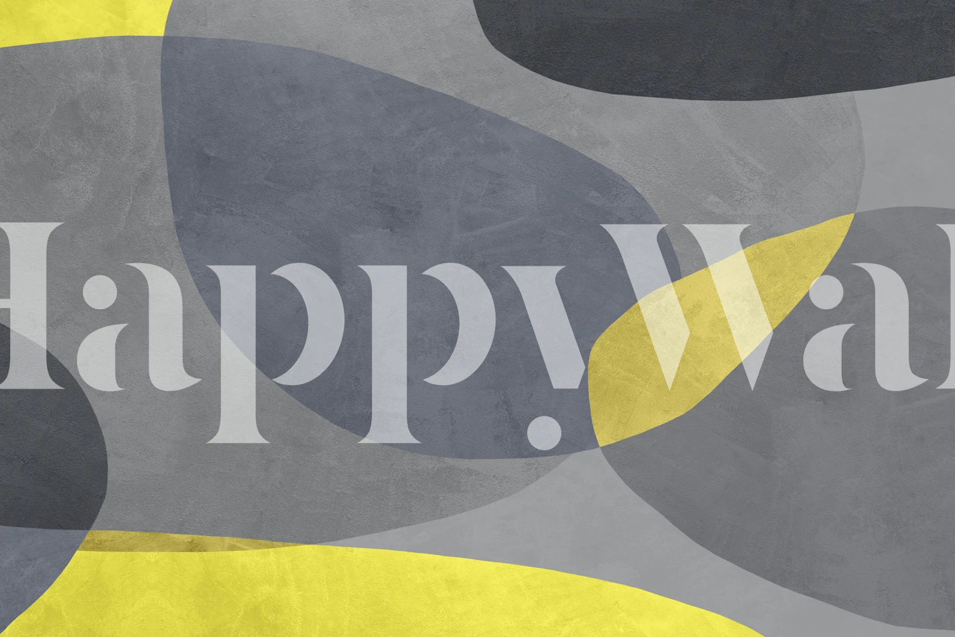 Mustard gray abstract shapes wallpaper in a room