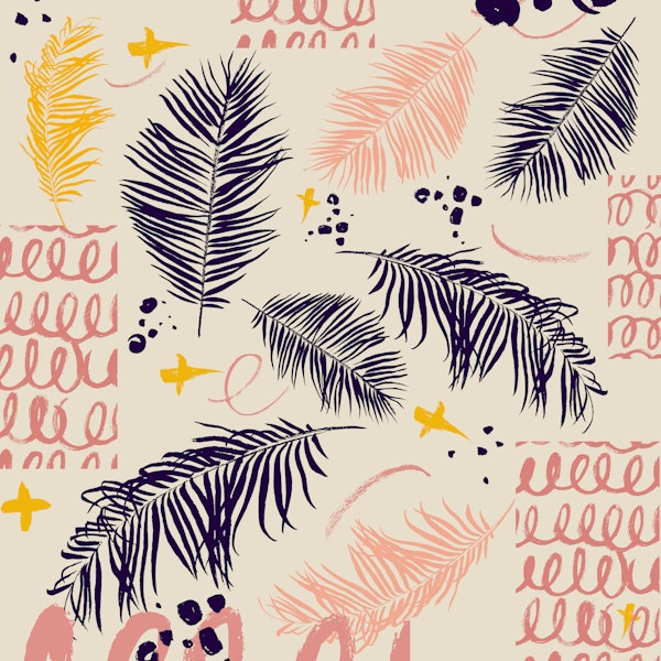 Abstract Palm Fronds on Beige