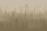 Misty Pine Forest Sepia tapet