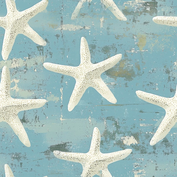 Nautical Starfish Weathered Blue Pattern L
