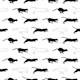 Running Cats Silhouettes - black on white - L