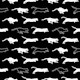 Running cats silhouettes- white on black L
