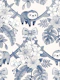 Peaceful Sloths in Paradise - Navy Blue Toile