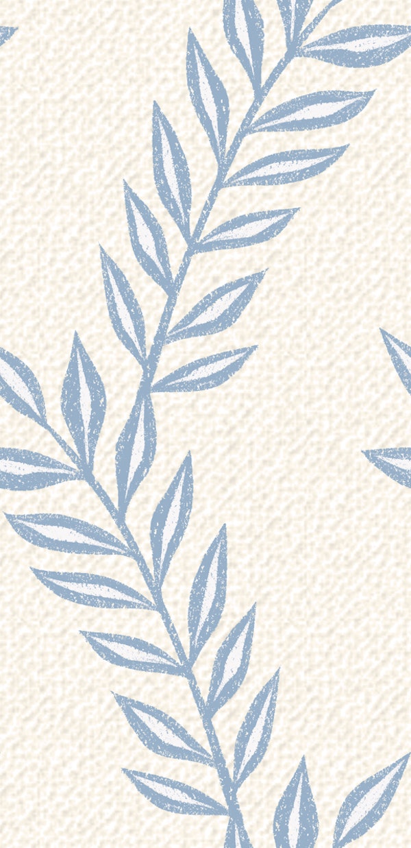 Sky Blue Leaf Vine Hand Drawn Leaves