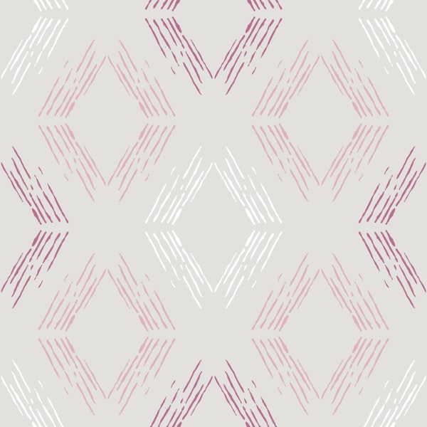 Boho Ikat Trellis Cream Mauve
