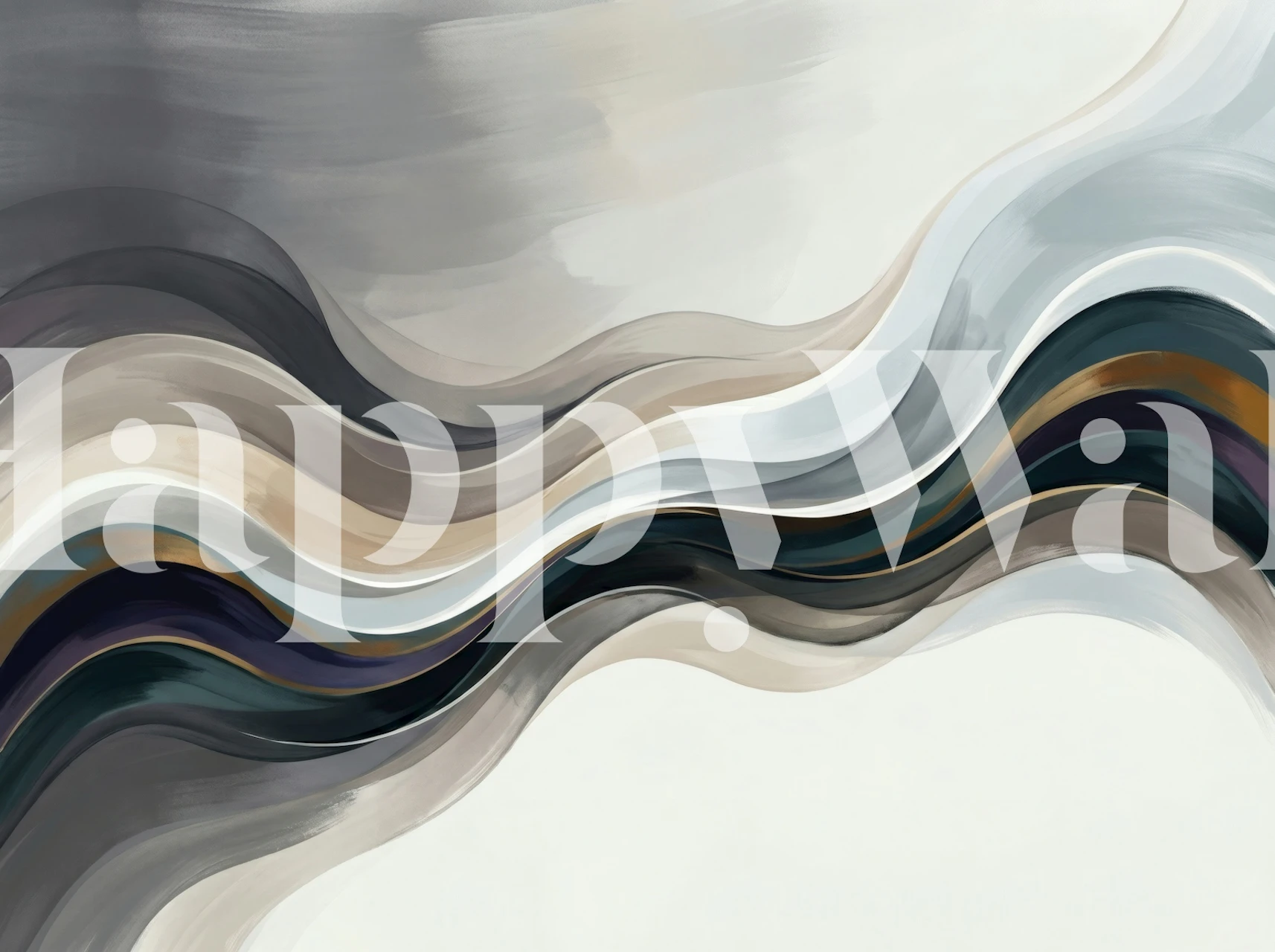 Modern Abstract Wave Neutrals tapet i ett rum