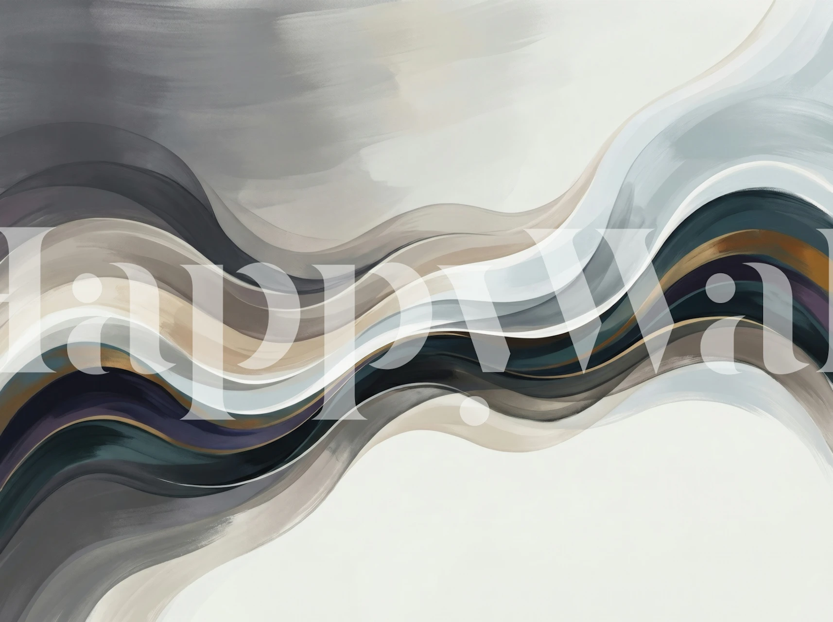 Papier peint Modern Abstract Wave Neutrals dans une pièce