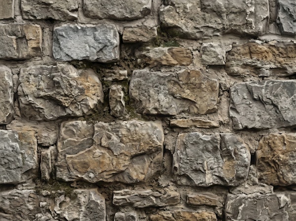Weathered Stone Block Wall
