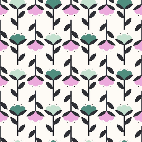 Pretty Cotton Flowers Mural