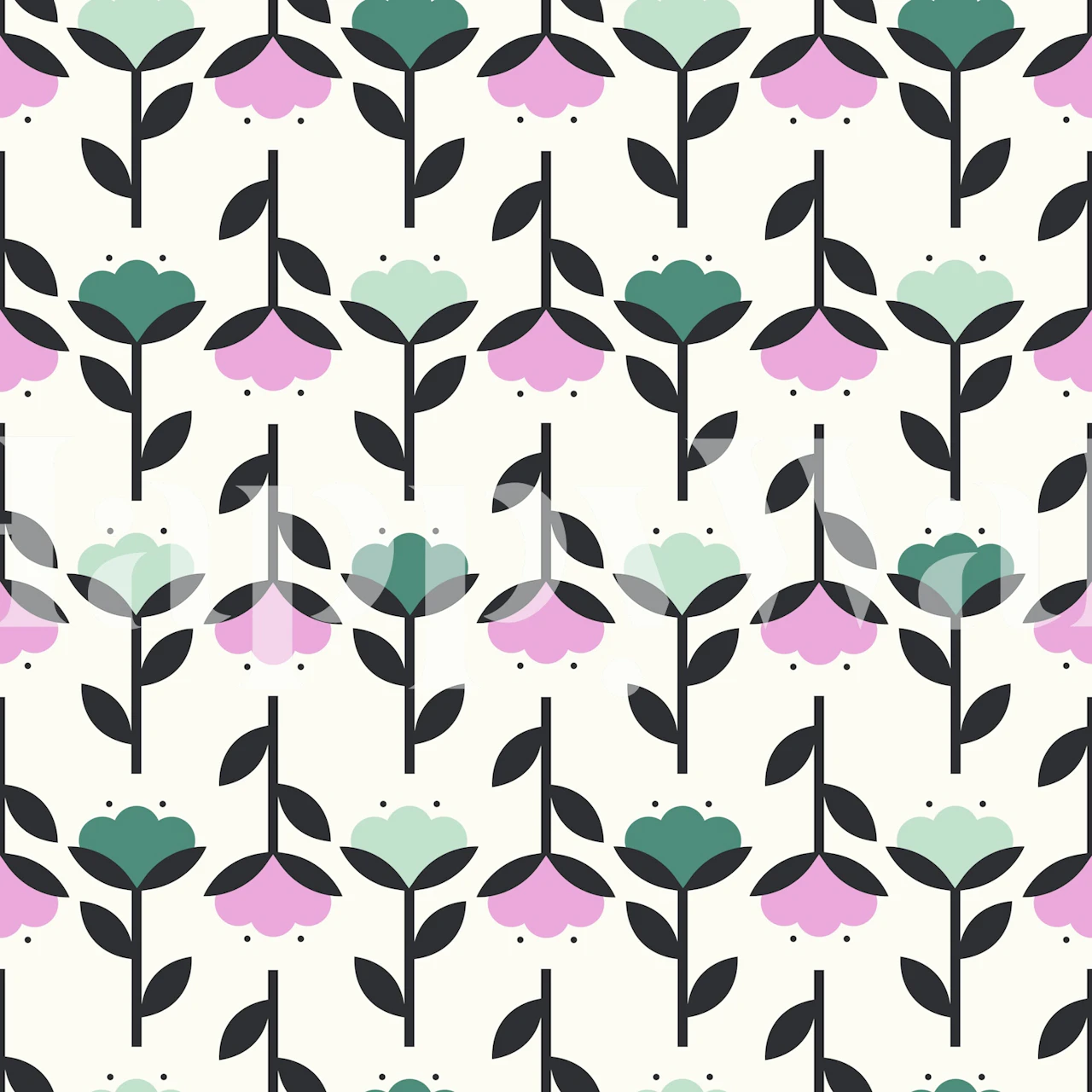 Pretty Cotton Flowers Mural huoneessa