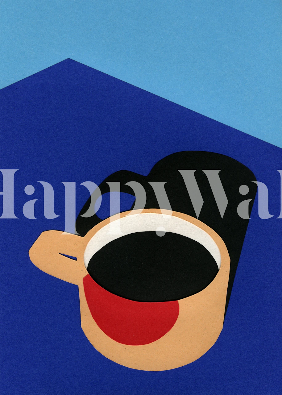 Stylized coffee mug design with vibrant colors wallpaper