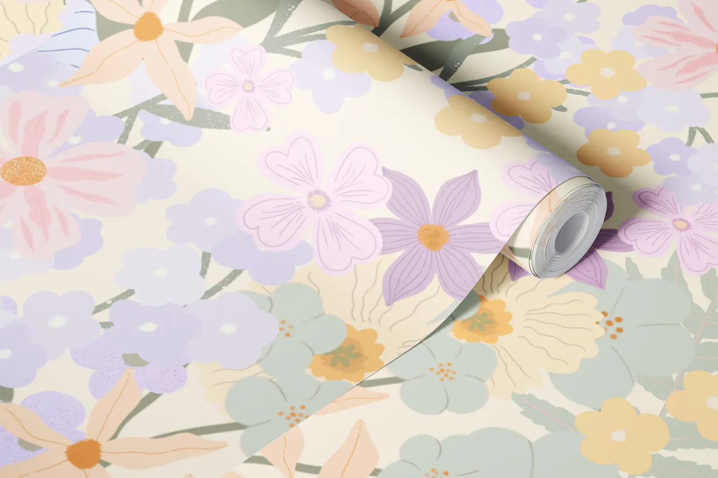 Flower Joy Garden Yellow Butteryellow wallpaper roll