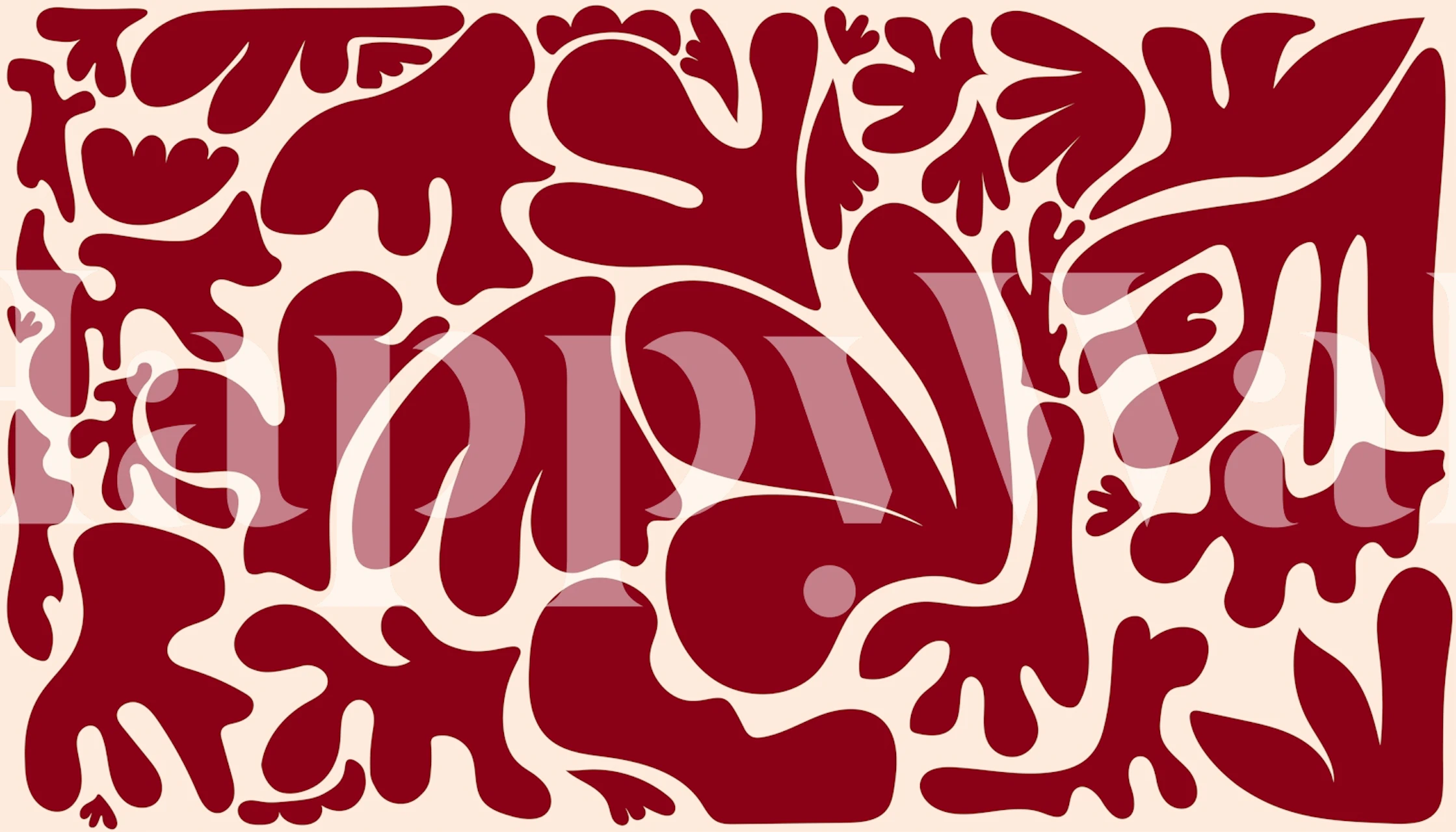 Mid Century Burgundy Flora tapeta