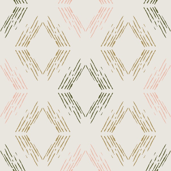 Boho Ikat Trellis Pink and Green