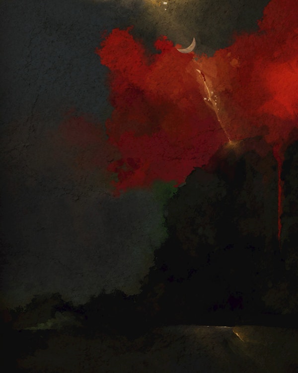 Dark Storm Sky With Red Glow