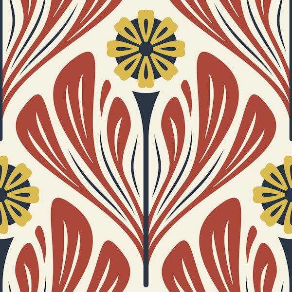 Scandi Folk Daisy in Red Yellow - S