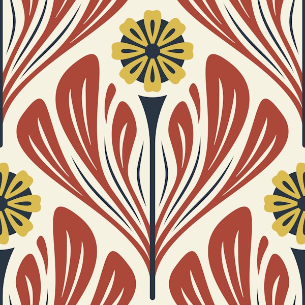 Scandi Folk Daisy in Red Yellow - L