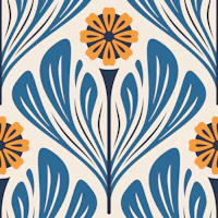 Scandi Folk Daisy in Blue Yellow - S tapet