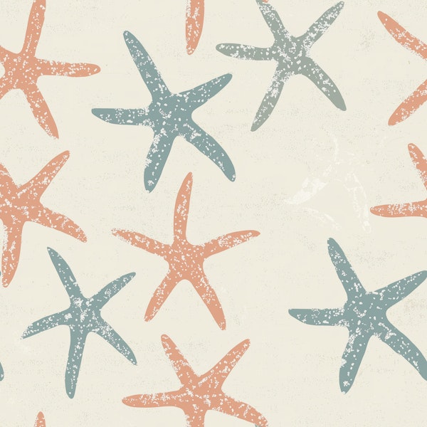 Coral and Teal Starfish Pattern M