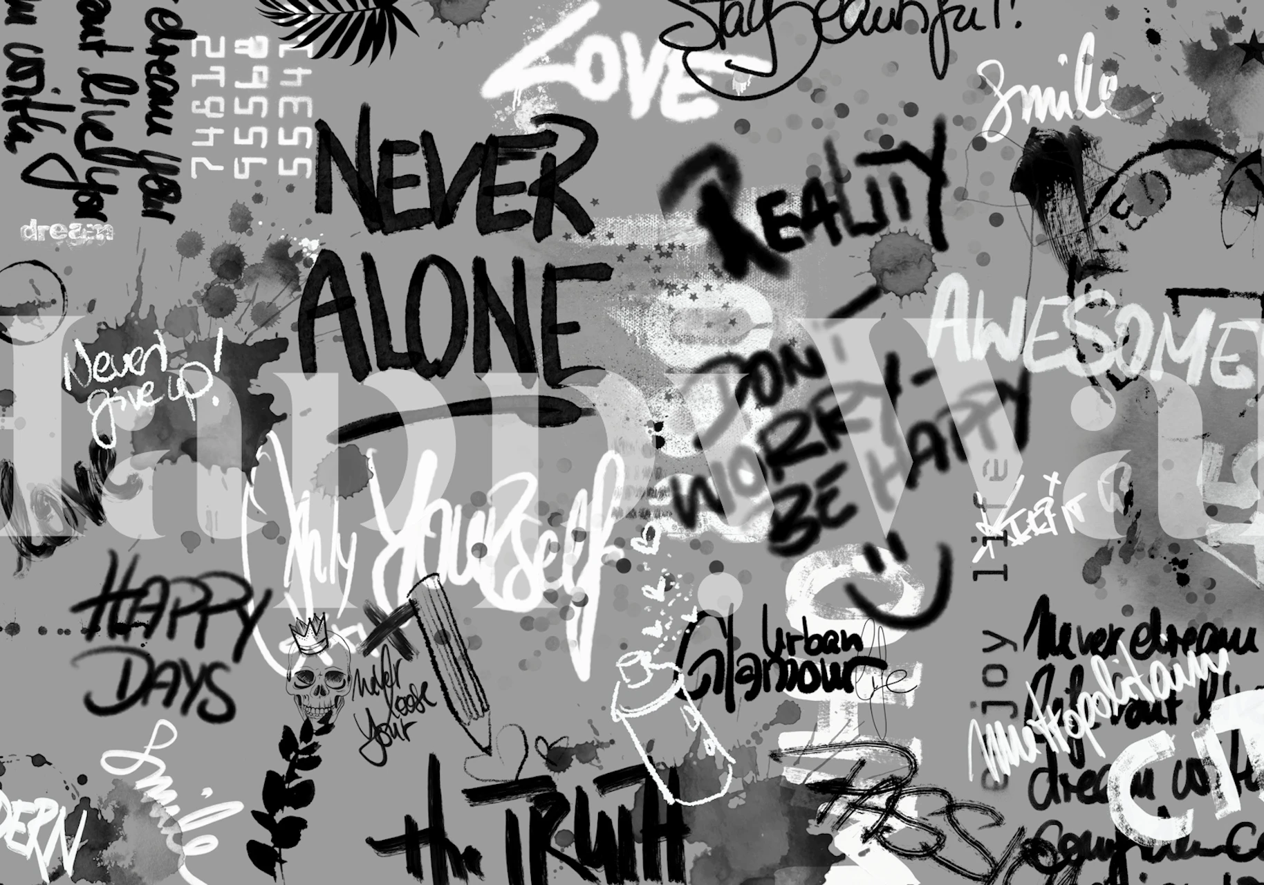 Edgy Street Art Typography tapetas kambaryje