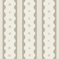 Greige Retro Scallop Stripes and Blossoms tapetas