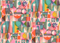 Teal & Pink Mid Century Geometric Collage tapeet