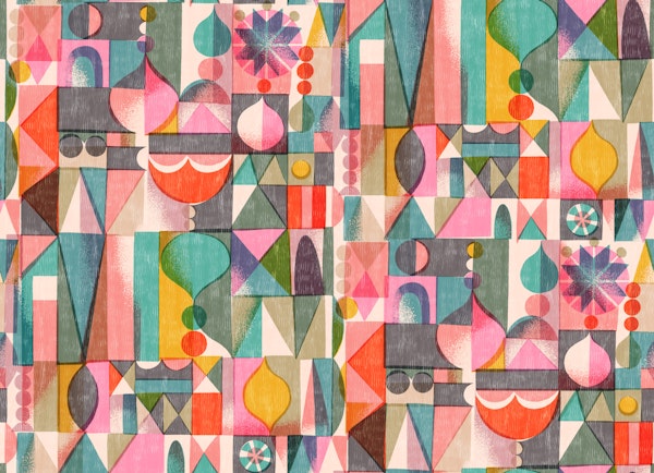 Teal & Pink Mid Century Geometric Collage
