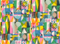 Wild Bright Mid Century Geometric Collage tapeet