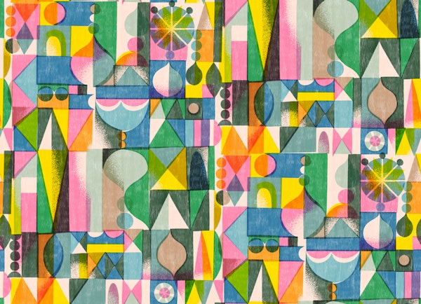Wild Bright Mid Century Geometric Collage