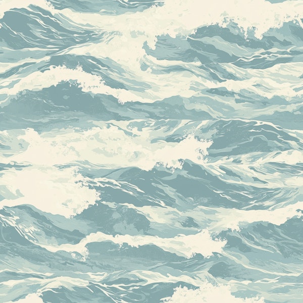 Teal Ocean Wave Wash Pattern M