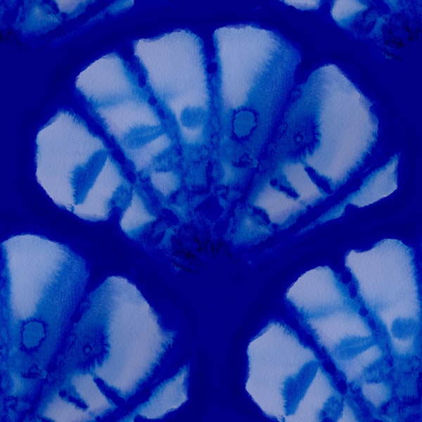 shibori scallop pattern dark blue