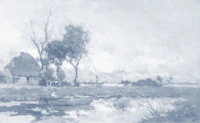 Country River Landscape - Tranquil Blue tapete
