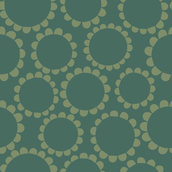 Daisy Circles - Khaki green monochrome Medium